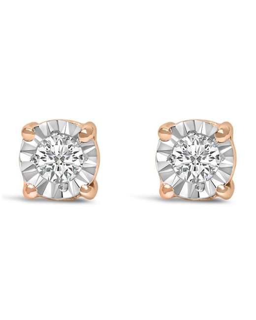 Haus of Brilliance Metallic 10K Rose Plated .925 Sterling 1/10 Cttw Round-Cut Lab Grown Diamond Stud Earrings