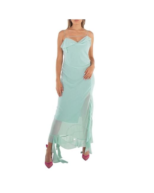Acne Green Caribbean Ruffle Strap Dress, Brand Size 40 (Us