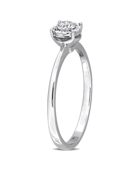 Created Forever Metallic 1/6Ct Tw Lab-Grown Diamond Halo Engagement Ring