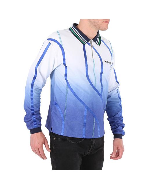 Ahluwalia Blue Expression Long-sleeve Cotton Polo Shirt for men