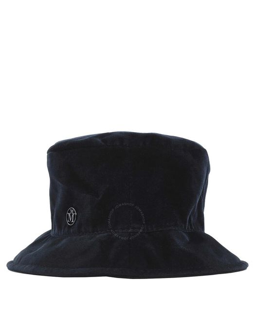 Maison Michel Black Navy Jason Velvet Bucket Hat