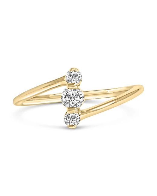 Haus of Brilliance Metallic 10K 1/4 Cttw Lab Grown Diamond Vertical Three Stone Ring