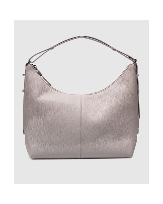 Brunello Cucinelli Gray Light Leather Shoulder Bag