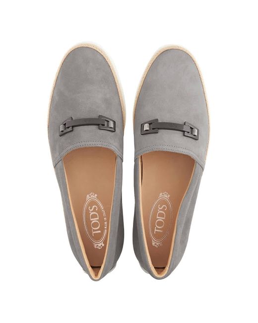 Tod's Gray Suede Raffia Slip-on Loafers for men