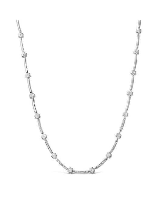 Haus of Brilliance Metallic 14K 1.0 Cttw Diamond Flower And Bar Station Necklace