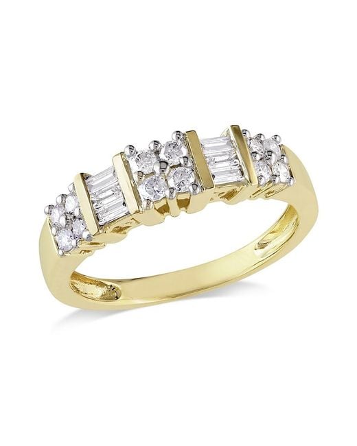 Amour Metallic 1/2 Ct Tw Baguette And Round Diamond Anniversary Band