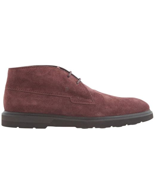 Tod's Purple Suede Lace-up Desert Boots for men