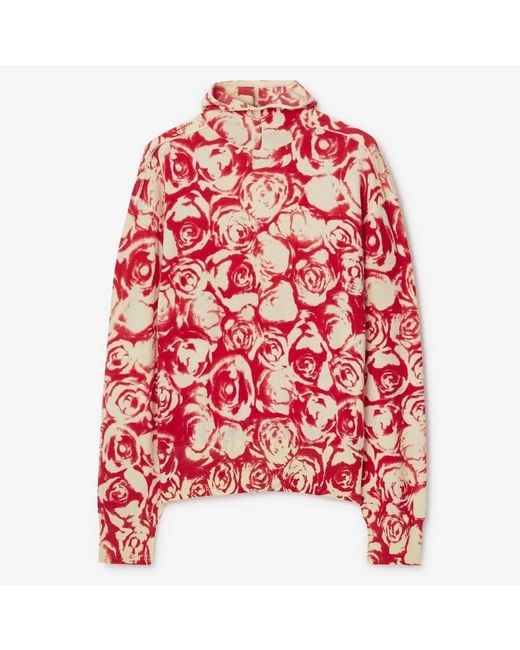 Burberry Red Rose Wool Hoodie for men