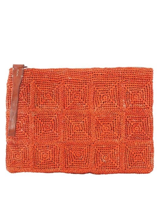 IBELIV Red Tanala Woven Clutch