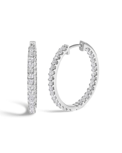 Haus of Brilliance Metallic 14K 3.00 Cttw Princess Diamond Inside Out Elongated Hoop Earrings