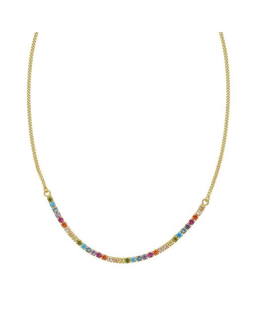Tresorra Metallic Sterling Plated Cz Necklace