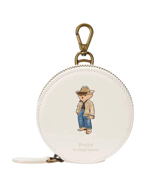 Polo Ralph Lauren White Ralph Lauren Polo Bear Leather Coin Pouch