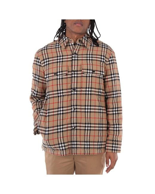 Burberry Brown Archive Vintage Check Wool Cotton Overshirt for men