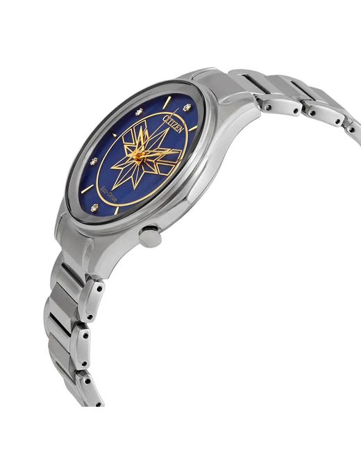 Citizen Captain Marvel Eco drive Crystal Blue Dial Watch in Metallic Lyst