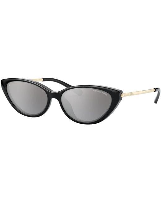Michael Kors Multicolor Mk2109u Perry 333282 57m Black/silver Mirror Grey Gradient Polarized Cat Eye Sunglasses For +free Complimentary Eyewear Care Kit