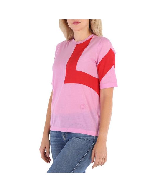 Burberry Red Primrose Graphic Mirar Knit Top