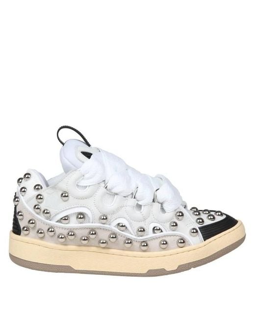 Lanvin White Curb Studded Sneakers