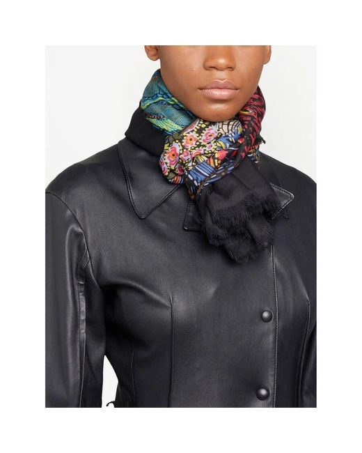 Ferragamo Black Batik Print Cashmere Shawl for men