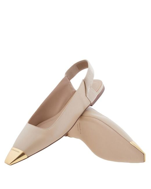 Ferragamo Natural Ferragamo Alhena Nappa Slingback Flats