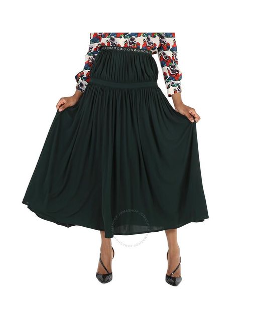 Chloé Black Eclipse Bohemian Jupon Fluid Pleated Midi Skirt
