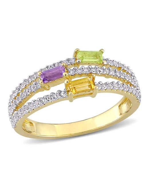Amour Metallic 5/8 Ct Tgw Citrine Peridot Amethyst And Topaz Spilt Shank Ring for men