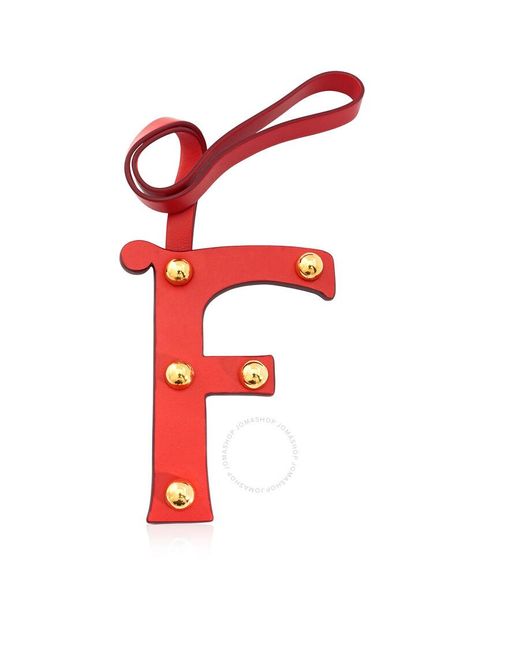 Burberry Red Letter F Studded Leather Charm