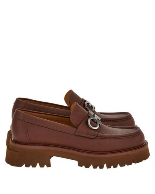 Ferragamo Brown Florian Gancini Ornament Mocassin for men