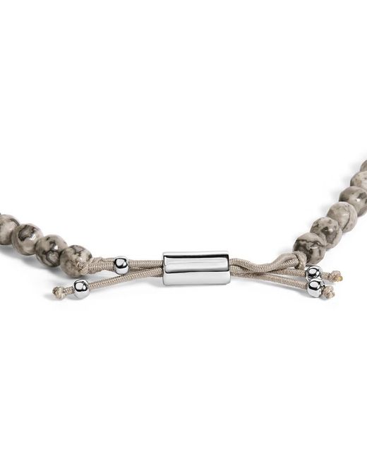 Haus of Brilliance Metallic Sterling Jasper Bead Station Bracelet Bolo Clasp