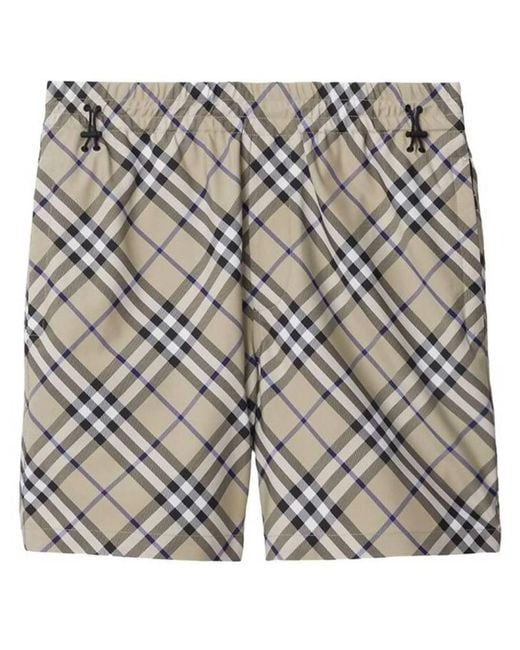 Burberry Gray Ekd Embroidered Check Shorts for men