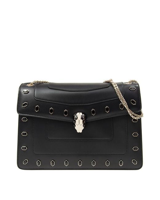 BVLGARI Black Serpenti Forever Embellished Shoulder Bag