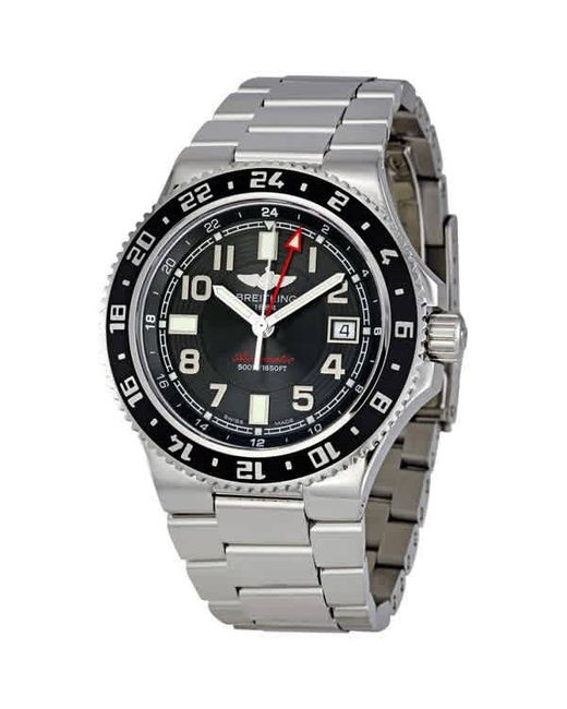 Breitling Metallic Superocean Gmt Black Dial Automatic Stainless Steel Watch A3238011-ba38ss for men