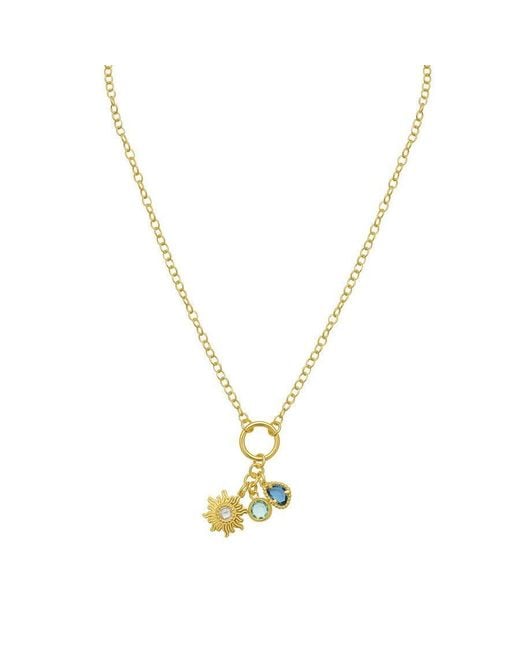 Tresorra Metallic Sterling Plated Sunflower Cz Charm Necklace