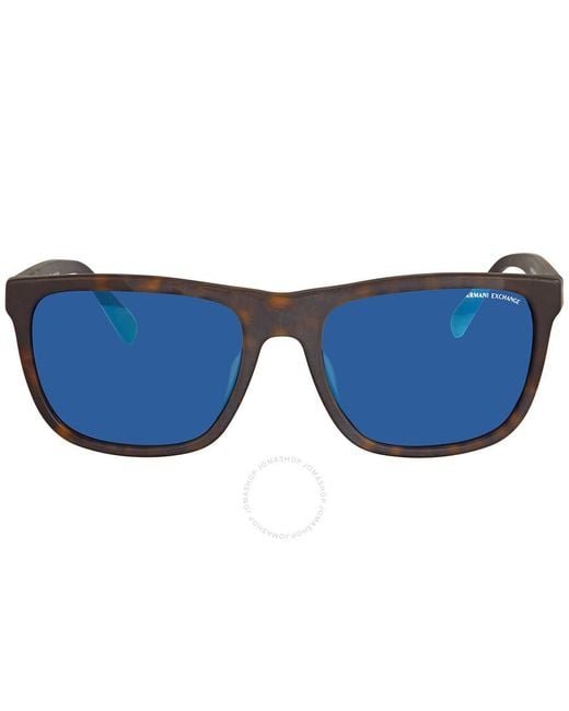Armani Exchange Blue Mirror Square Sunglasses Ax4080sf 802980 57 for men