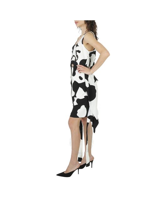 Burberry Black Cow-print Pieced Cutout Silk Mini Dress