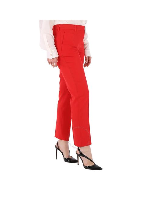 Burberry Red Bright High-waisted Wool Tailo Trousers