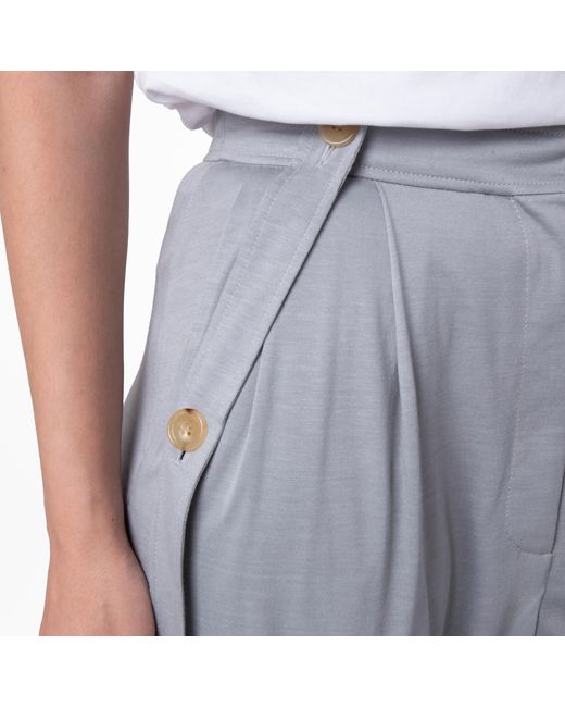 Burberry Gray Ladies Heather Melange Strap Detail Jersey Tailored Trousers, Brand Size 4 (Us