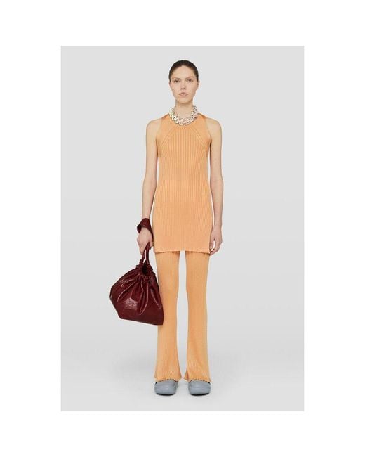 Jil Sander White Light Ribbed Flare Trousers