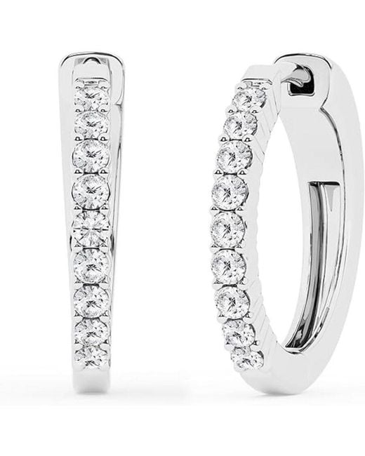 Brilliant Diamond White 0.50 Carat Round Lab Grown Diamond Single Row Hoop Earrings for men