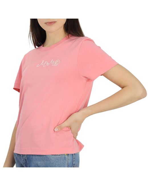MM6 by Maison Martin Margiela Pink Mm6 Short-sleeve Logo Embroidered T-shirt