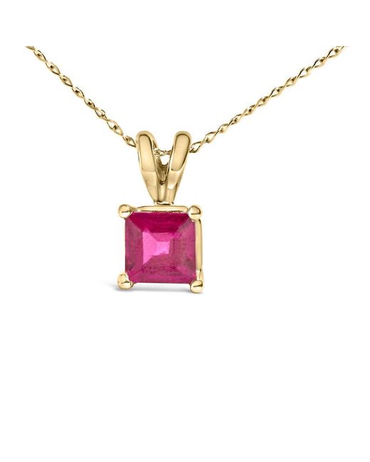Haus of Brilliance White 14K 5X5 Mm Square Shaped Ruby Solitaire Pendant Necklace
