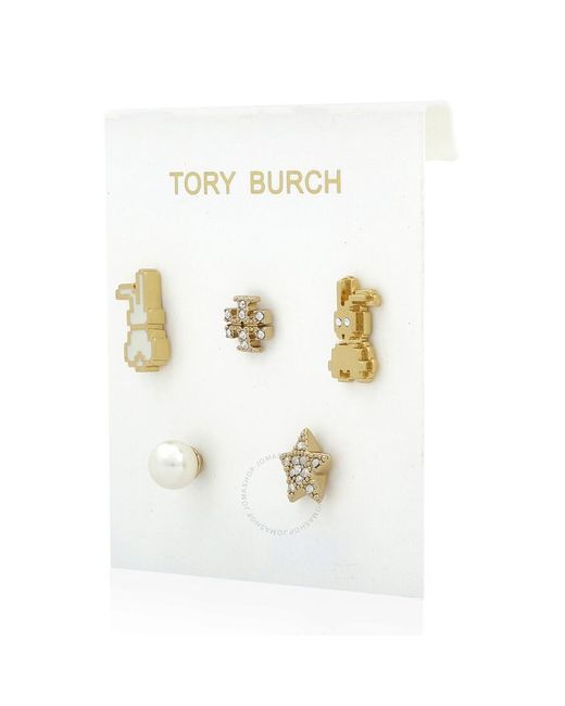 Tory Burch White Lucky Water Rabbit 5 Pc Earring Set