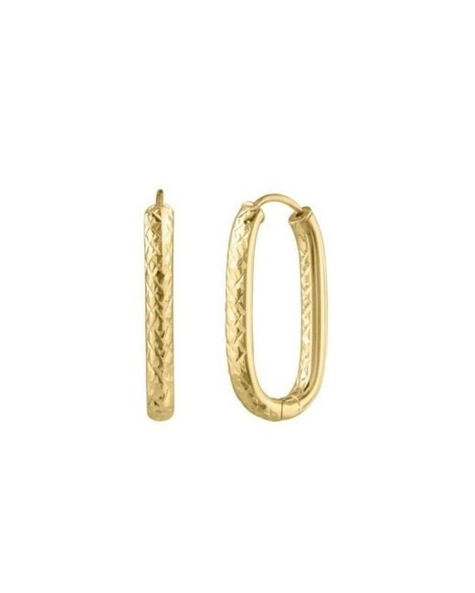 Tresorra Metallic 14K Endless Engraved Paperclip Hoop Earrings