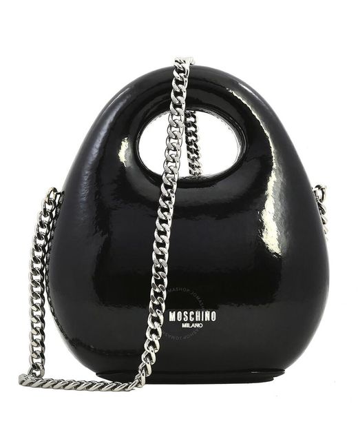 Moschino Black egg Shaped Chain-strap Leather Mini Bag