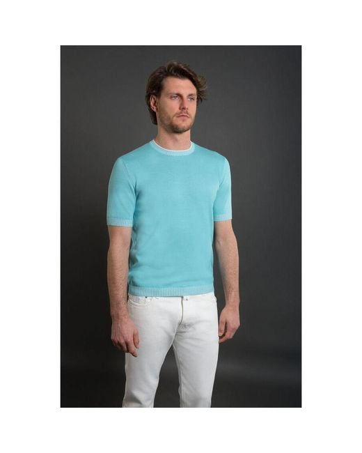 Moorer Blue Light Short Sleeve Sweater for men