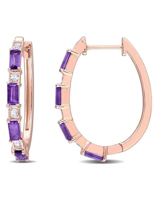Amour Pink 2 1/6 Ct Tgw African-Amethyst Topaz Hoop Earrings