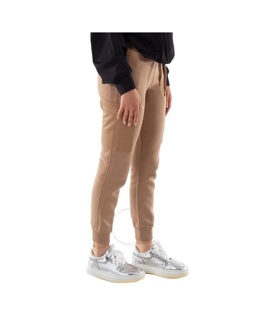 Burberry Camel Caindk Logo Embroidered Jersey Sweatpants in Natural Lyst UK