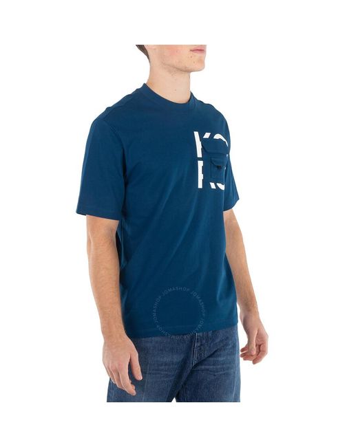 Michael Kors Blue Multi Logo Pocket T-shirt for men