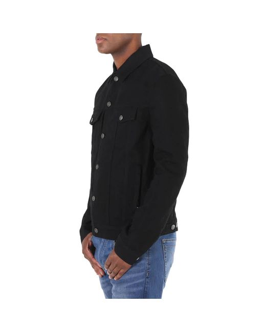 Balmain Black Logo-tape Denim Jacket for men