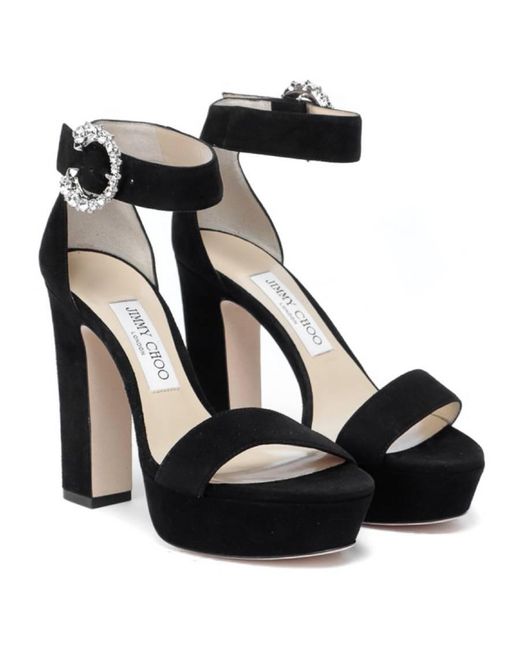 Jimmy Choo Black Mionne 120 Suede Platform Sandals, Brand Size 34.5 Us