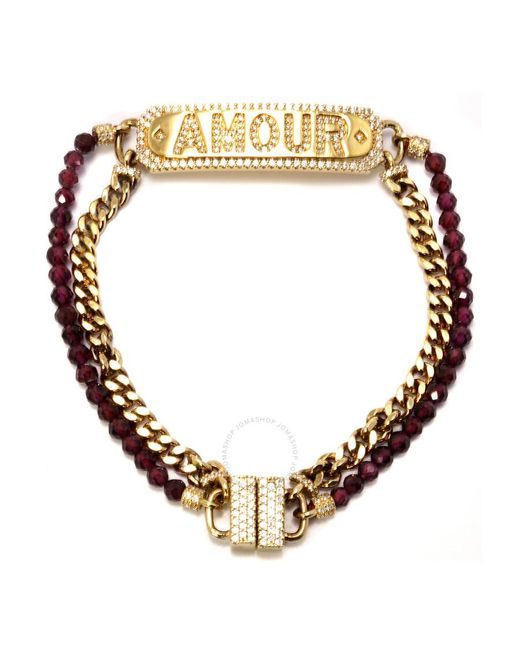 Apm Monaco Metallic Amour Chain And Bead Crystal Bracelet